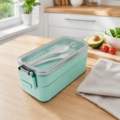 Lunchbox WS-Trend 3-teiliges Kinder-Lunch-Set – Brotdose 750 ml Doppel-Fächer Besteck - WS-Trend.de