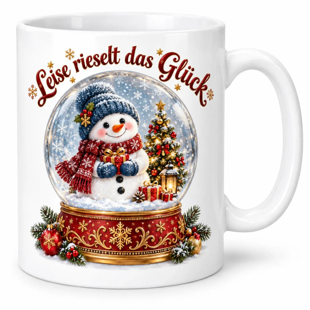 WS-Trend Leises Glück Schneemann Tasse 330 ml Geschenktasse mit Spruch - WS-Trend.de