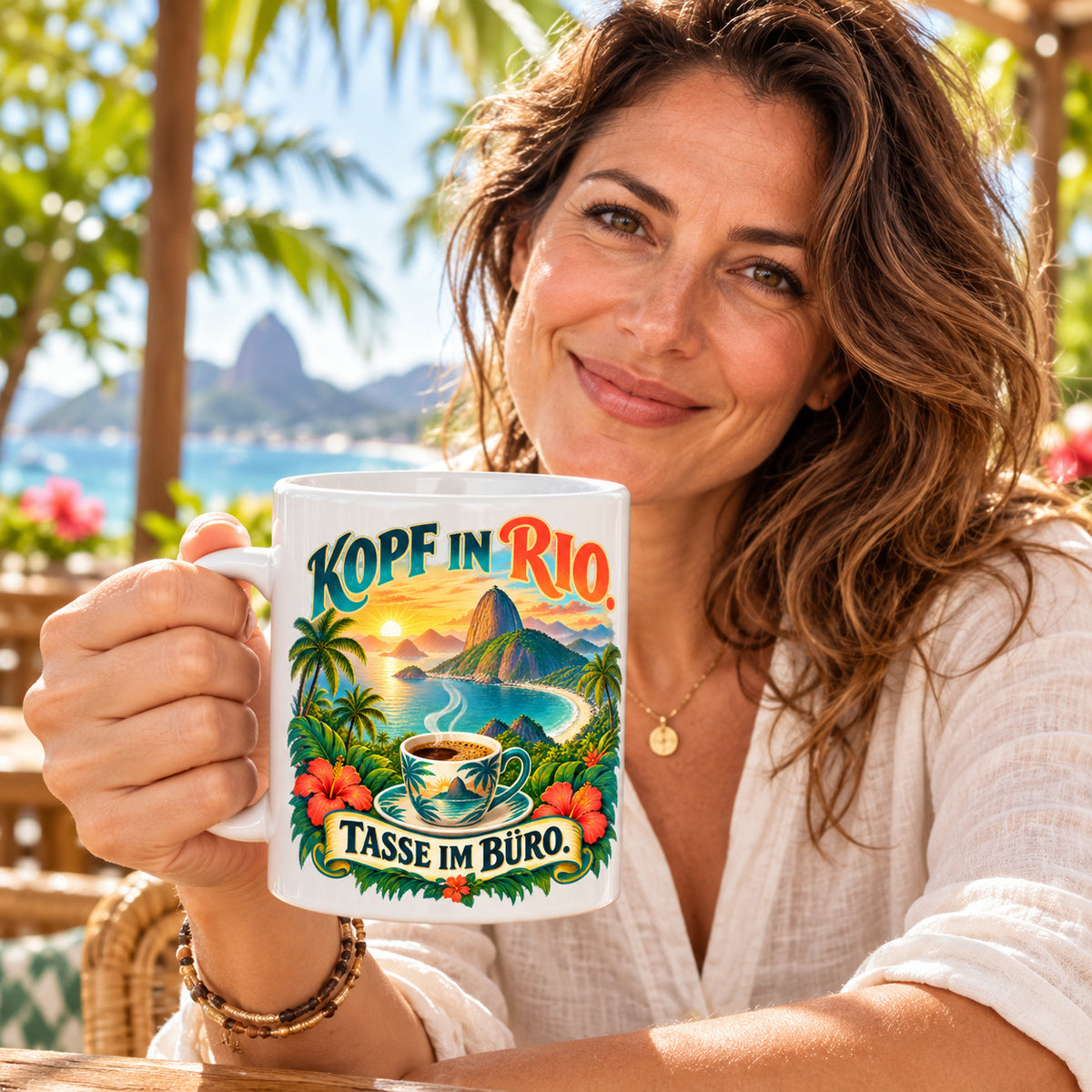 Brasilien Tasse Keramik 330 ml Spruch Geschenk Kaffee Urlaub Tiermotiv