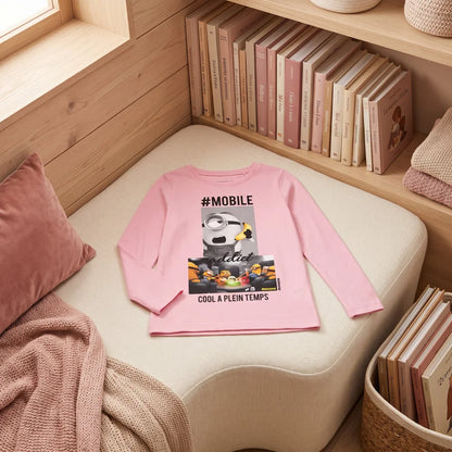 Print-Shirt Minions Kinder Mädchen T-Shirt Langarm Shirt 100% Baumwolle - WS-Trend.de