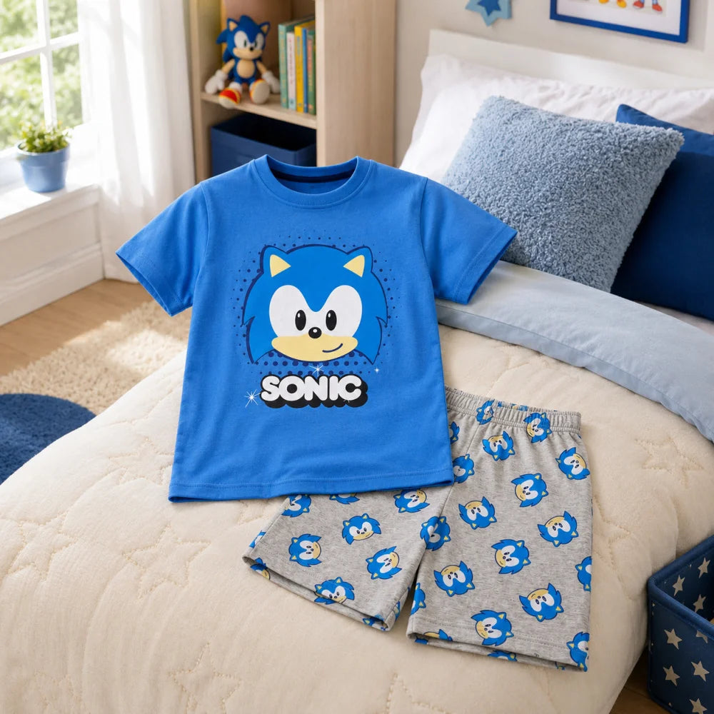 Sega Sonic The Hedgehog Jungen Kinder Pyjama Schlafanzug 98-128 Baumwolle - WS-Trend.de