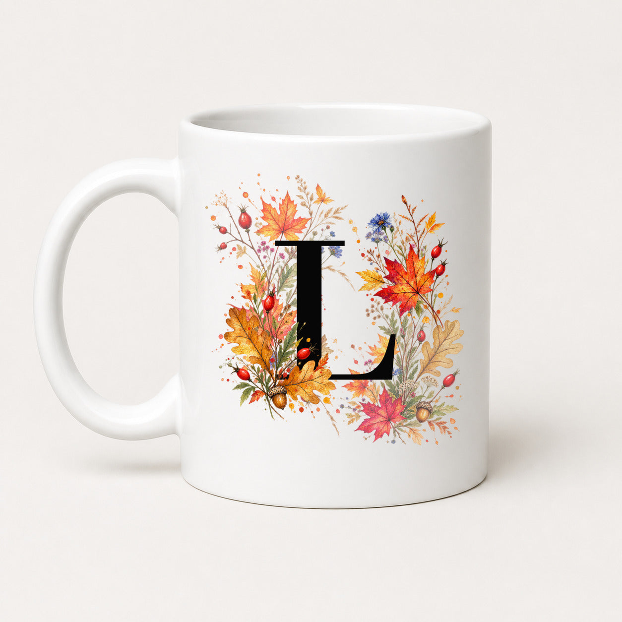 Herbst Tasse A-Z Buchstaben 325 ml Keramik Geschenkidee personalisiert
