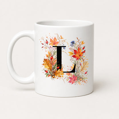 Herbst Tasse A-Z Buchstaben 325 ml Keramik Geschenkidee personalisiert