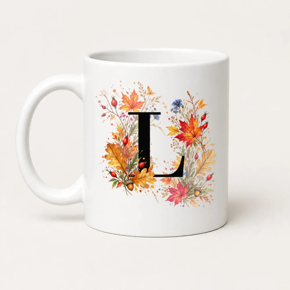 Herbst Tasse A-Z Buchstaben 325 ml Keramik Geschenkidee personalisiert - WS-Trend.de