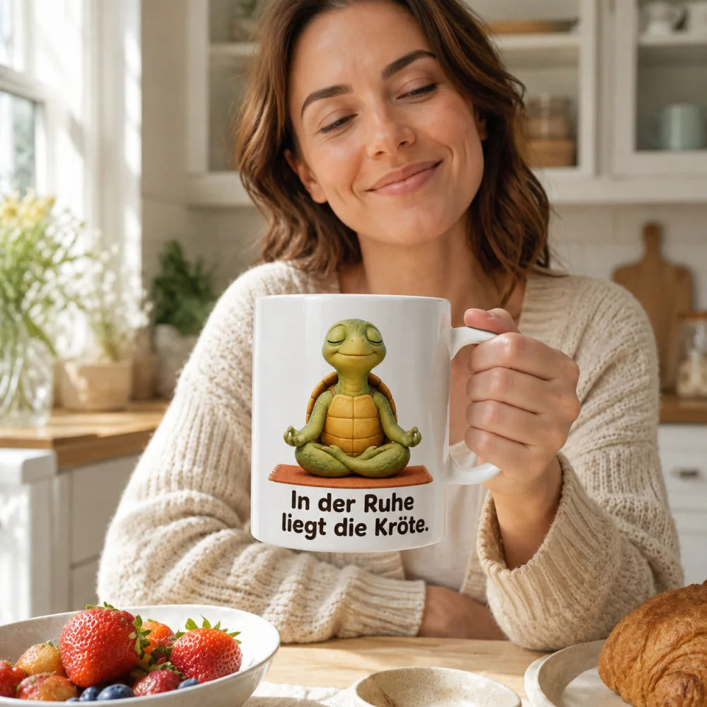 Yoga-Schildkroete Tasse - Geschenkidee mit Spruch - 330 ml aus Keramik - WS-Trend.de