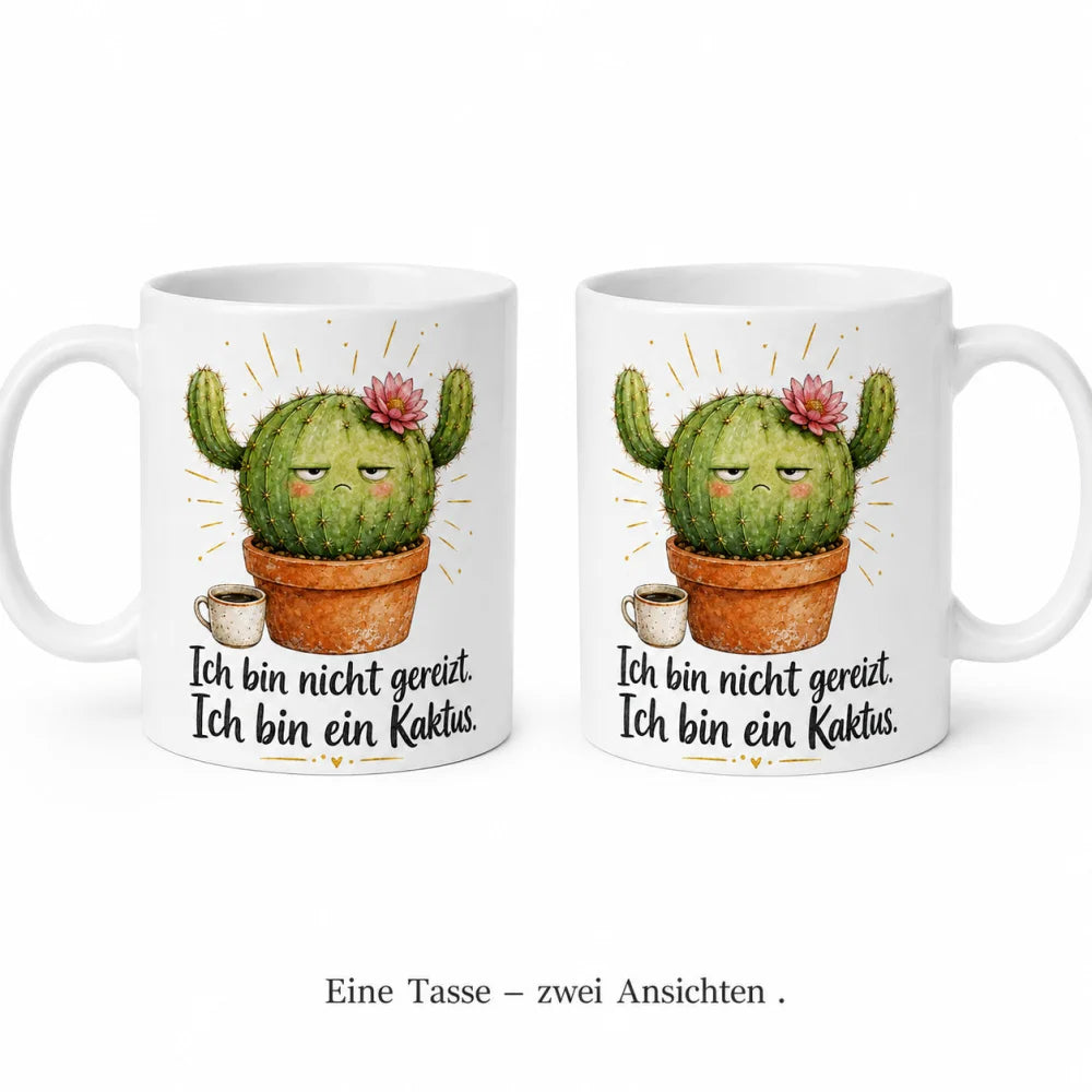 Kaktus Kaffeetasse - Geschenkidee mit Spruch - weiß aus Keramik 330 ml - WS-Trend.de