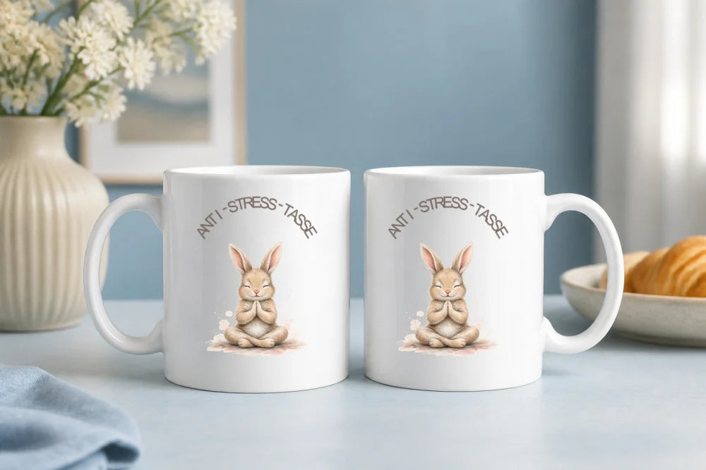 Anti-Stress-Tasse Kaninchen Aquarell 325 ml Keramik Geschenk - WS-Trend.de