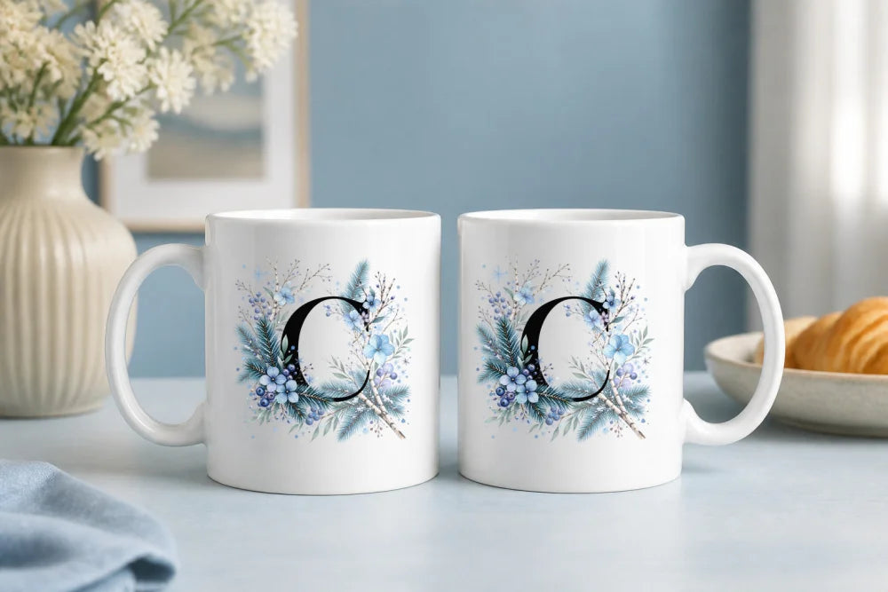 Winter Tasse A-Z Buchstaben 325 ml Keramik Geschenkidee personalisiert - WS-Trend.de