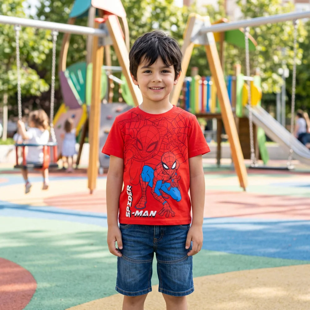 Print-Shirt MARVEL Spiderman Kinder Jungen T-Shirt Kurzarm Shirt Gr. 98 bis 128 - WS-Trend.de