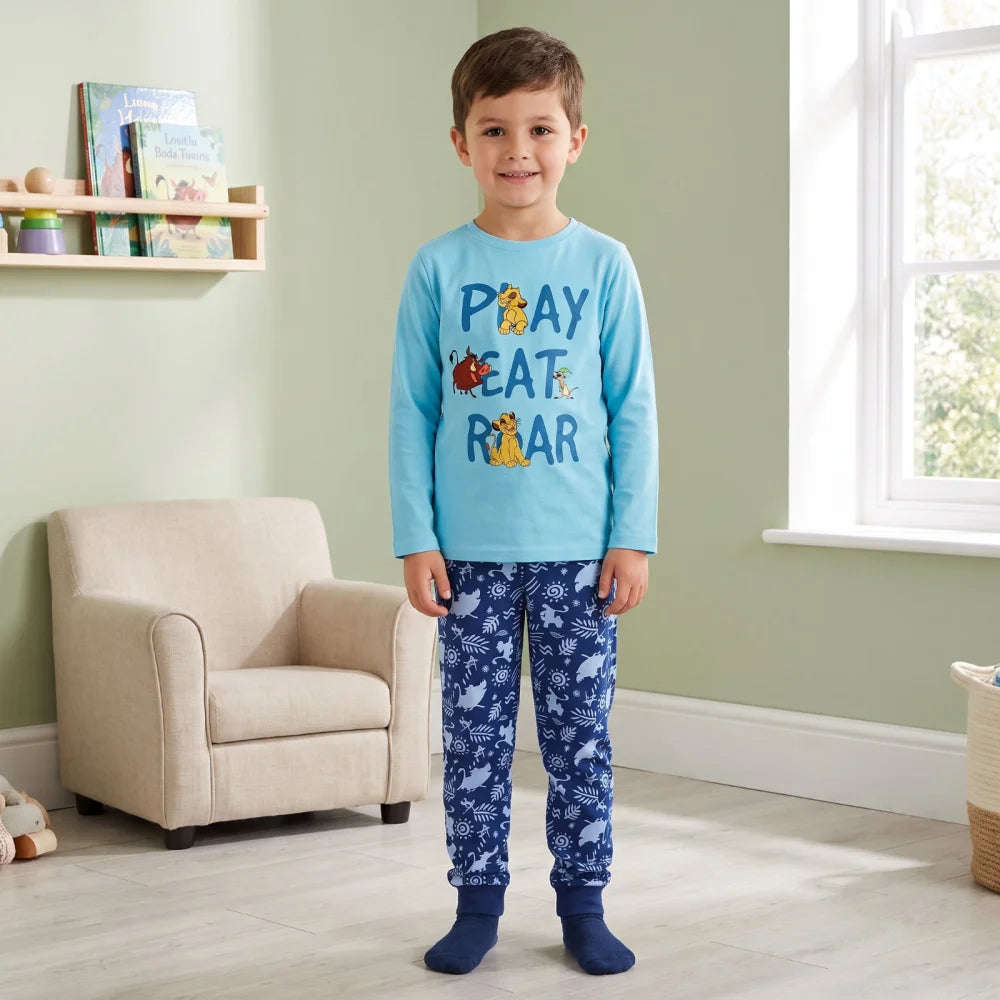 König Der Löwen Simba Kinder Jungen langarm Schlafanzug Pyjama Gr. 98-128 - WS-Trend.de
