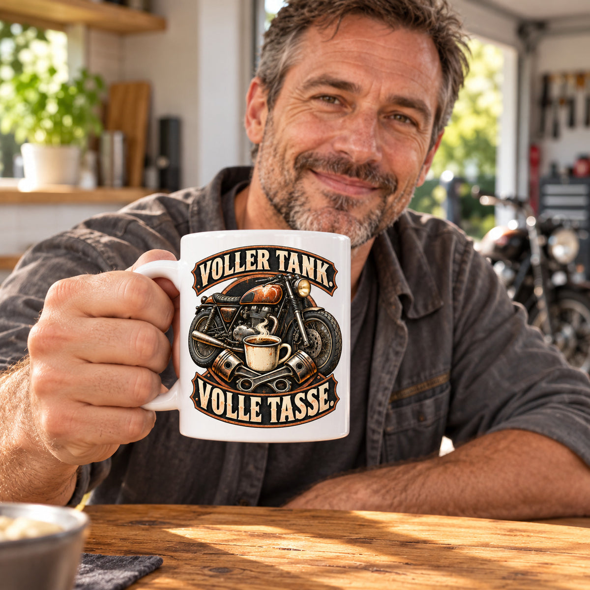 Motorrad Tasse Spruch Keramik 330ml Biker Geschenk beidseitig bedruckt