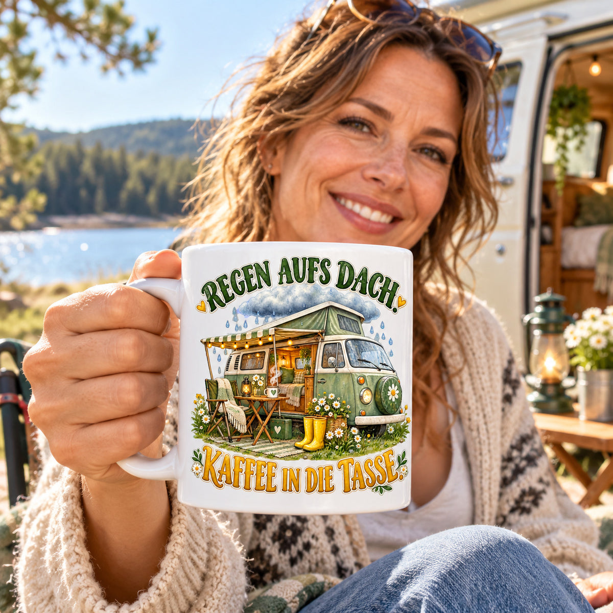 Camping Tasse Spruch Keramik 330 ml Geschenk Camper Wohnmobil Urlauber