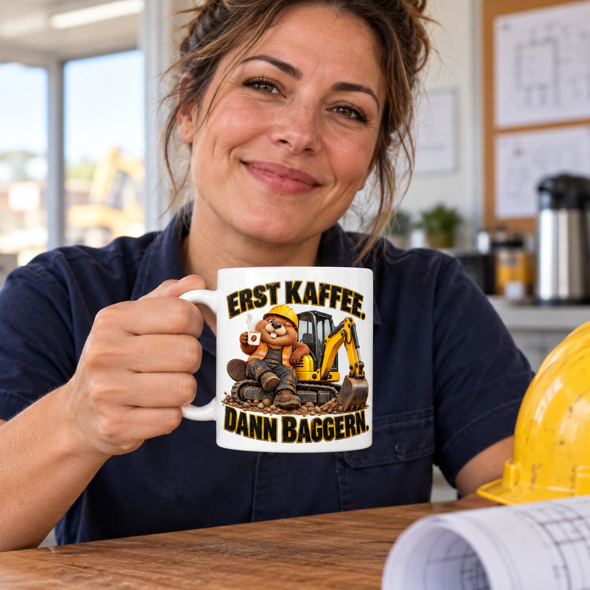 Baustellen Tasse Spruch Keramik 330 ml Geschenk Bauarbeiter beidseitig