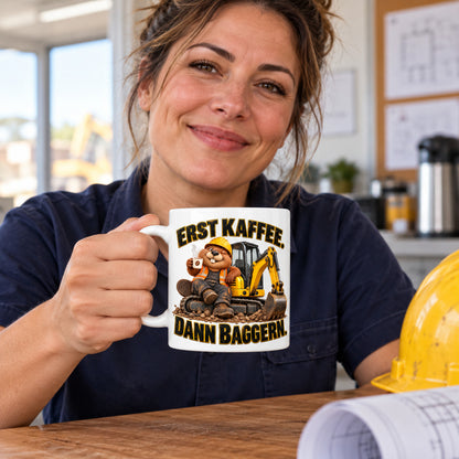 Baustellen Tasse Spruch Keramik 330 ml Geschenk Bauarbeiter beidseitig