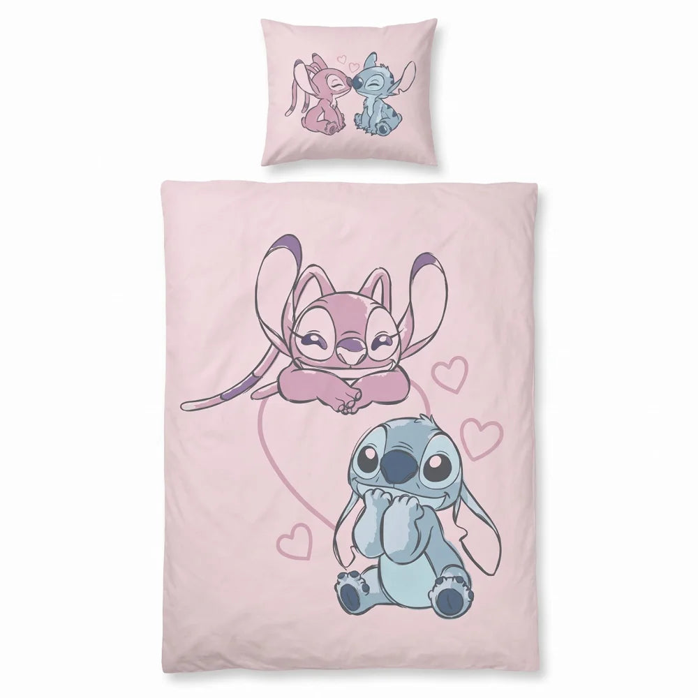 Disney Stitch und Angel Flanell-Bettwäsche 135-140x200 + 65x65 cm - WS-Trend.de
