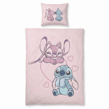 Disney Stitch und Angel Flanell-Bettwäsche 135-140x200 + 65x65 cm - WS-Trend.de