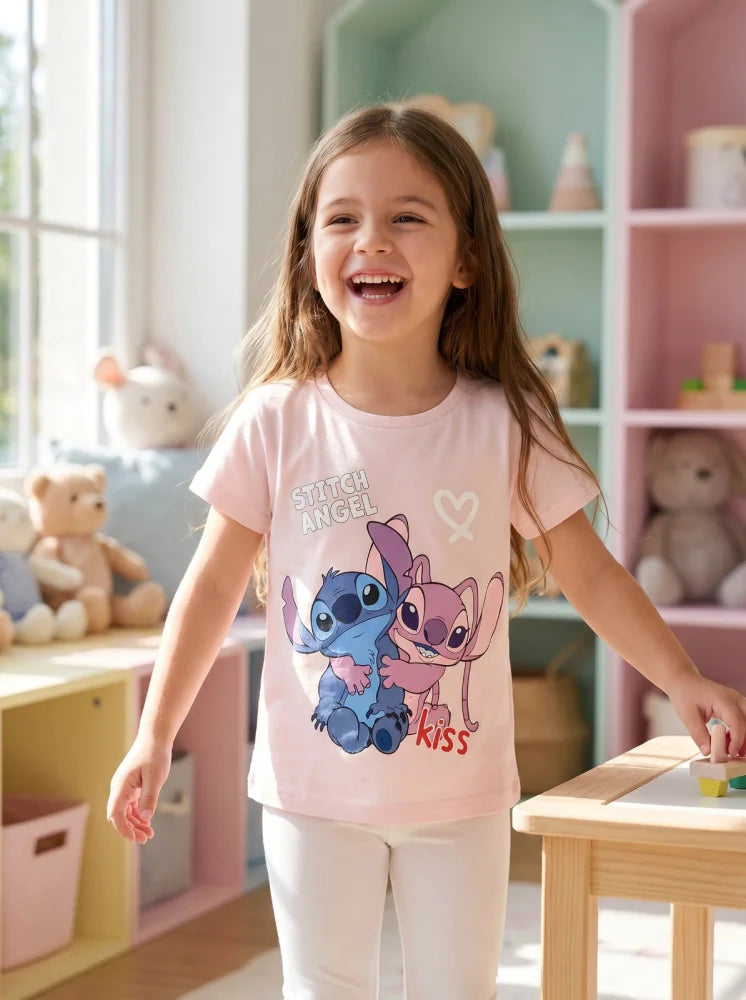Disney Stitch Kinder Mädchen T-Shirt Kurzarm Shirt Gr. 98 bis 128 Baumwolle - WS-Trend.de