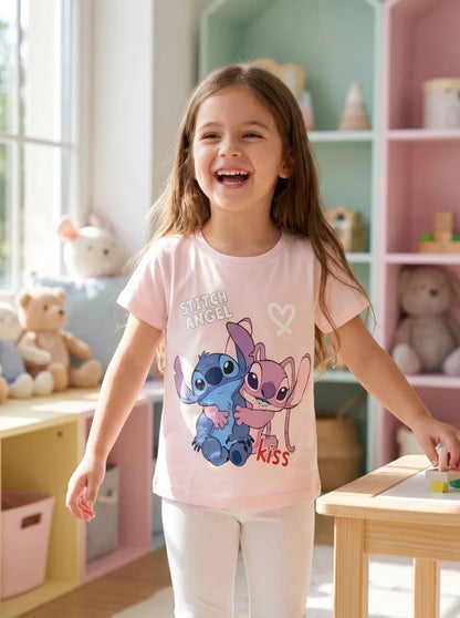 Disney Stitch Kinder Mädchen T-Shirt Kurzarm Shirt Gr. 98 bis 128 Baumwolle - WS-Trend.de