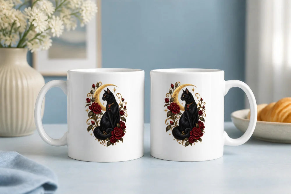 Halloween Tasse Schwarze Katze 325 ml Keramik Gothic Geschenk - WS-Trend.de