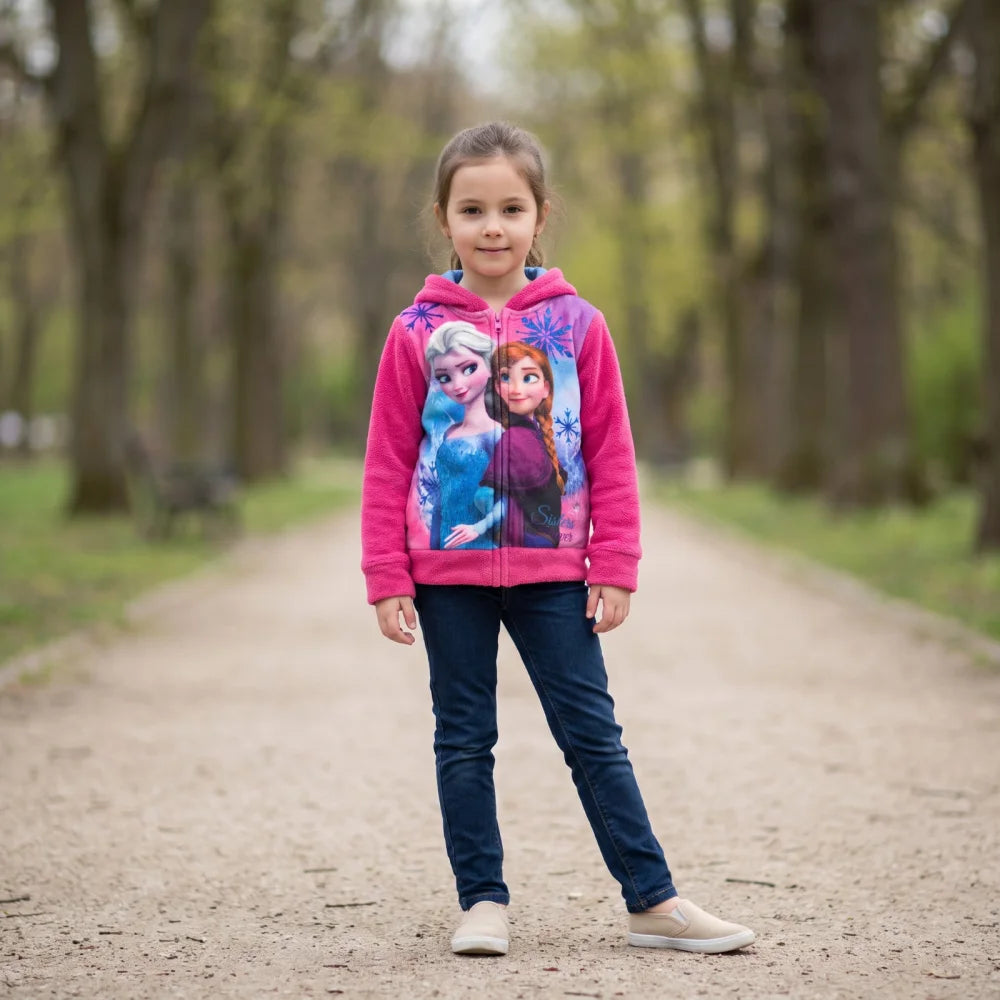 Disney Die Eiskönigin Elsa & Anna Kinder Coral-Fleece Kapuzenjacke Pink Gr. 98–128 - WS-Trend.de
