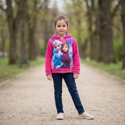 Disney Die Eiskönigin Elsa & Anna Kinder Coral-Fleece Kapuzenjacke Pink Gr. 98–128 - WS-Trend.de