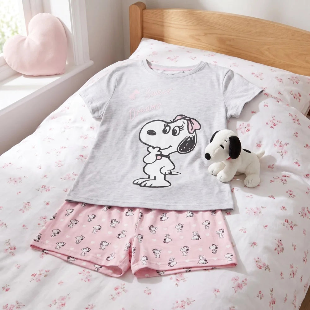Peanuts Snoopy Kinder Mädchen Pyjama Schlafanzug Gr. 92-128 - WS-Trend.de