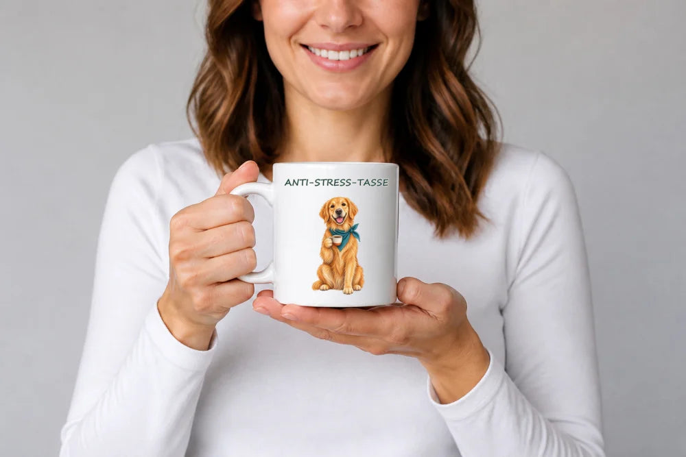 Anti-Stress-Tasse Golden Retriever – Keramikbecher 325 ml - WS-Trend.de