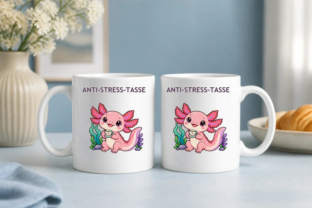 Anti-Stress-Tasse Axolotl – Kawaii Keramikbecher 325 ml - WS-Trend.de