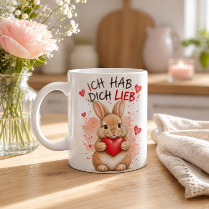 Liebestasse Tiermotiv - Kaffeetasse Geschenk fuer Partner 330 ml weiss - WS-Trend.de