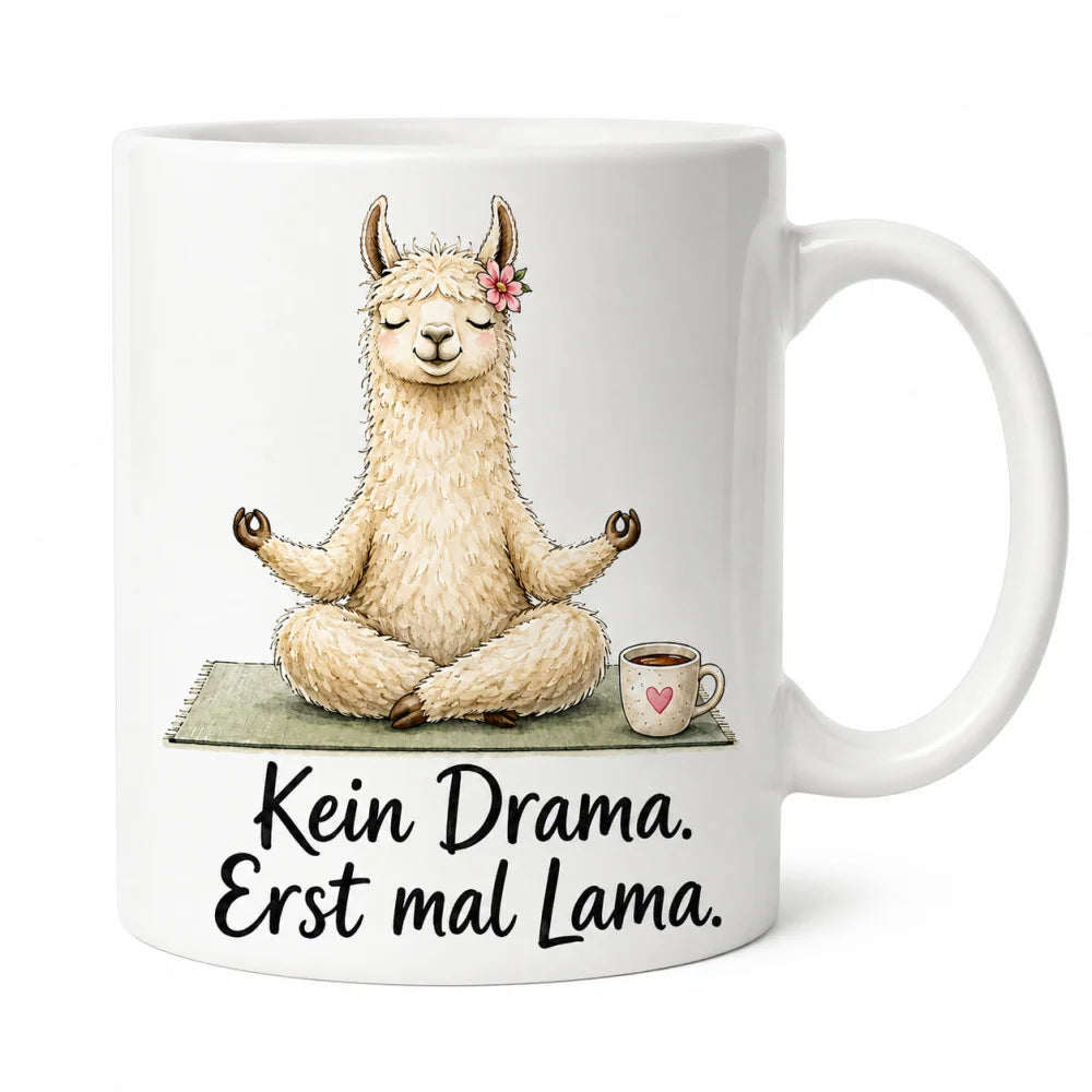 Lama Anti-Stress-Tasse - Geschenk mit Spruch - weiß aus Keramik 330 ml - WS-Trend.de