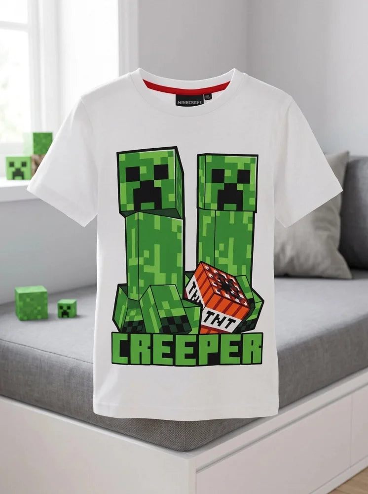 Minecraft Creeper Kinder T-Shirt Kurzarm Shirt Gr. 116 100% Baumwolle - WS-Trend.de