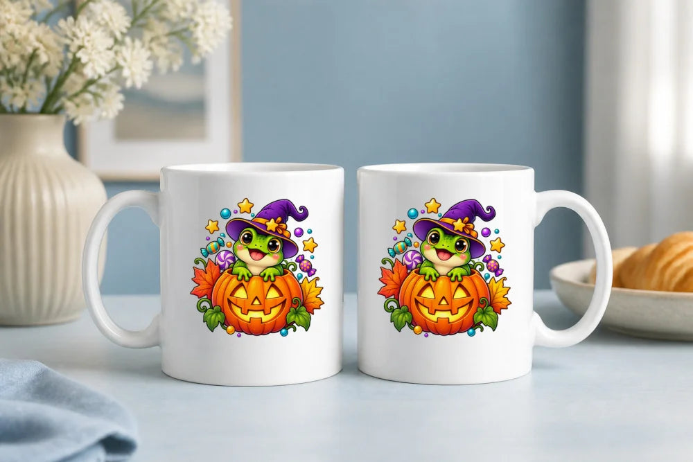 Halloween Tasse Kürbis Frosch 325 ml Keramik Kawaii Geschenk - WS-Trend.de