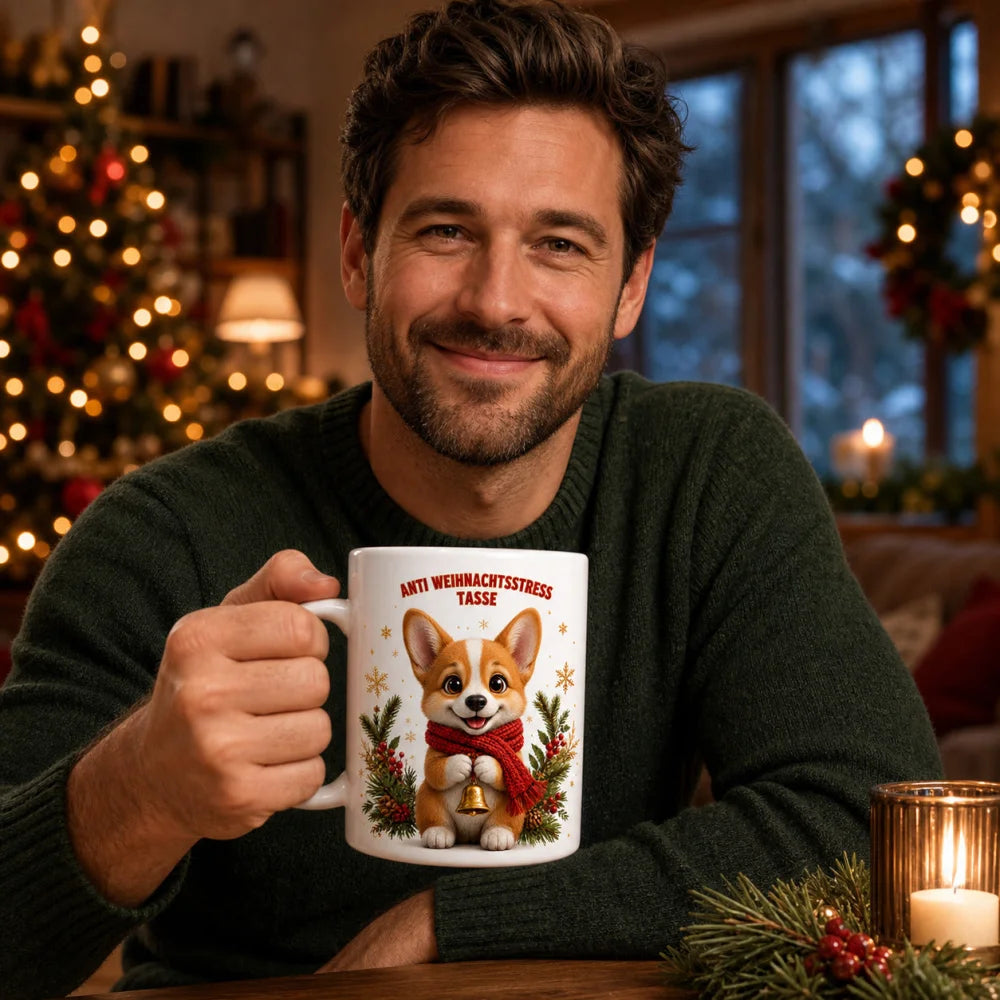 Anti Weihnachtsstress Weihnachten Tasse 325 ml – süße 3D-Tiere - WS-Trend.de