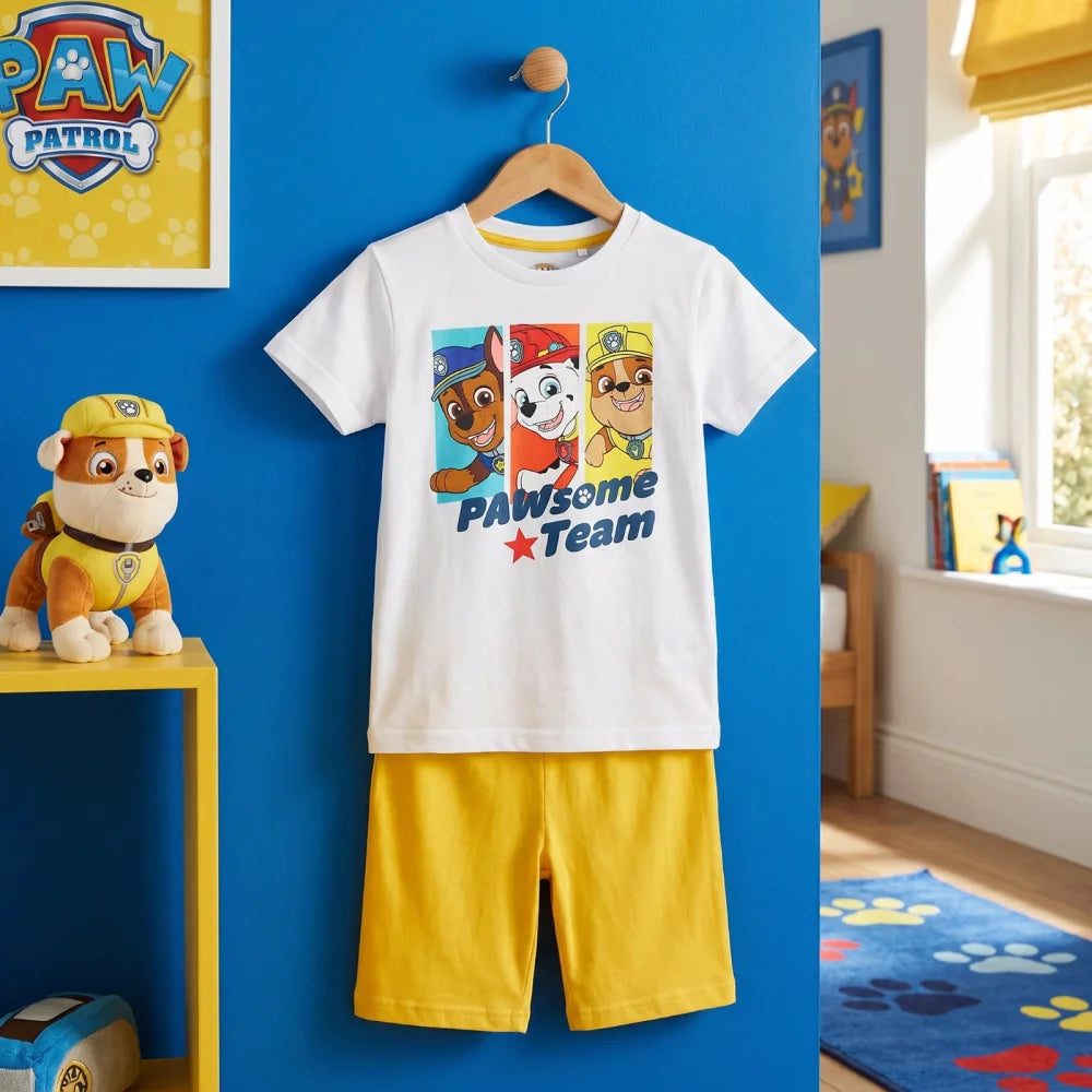 Paw Patrol Kinder Schlafanzug Pyjama kurz Nachtwäsche 98-128 Baumwolle NEU - WS-Trend.de