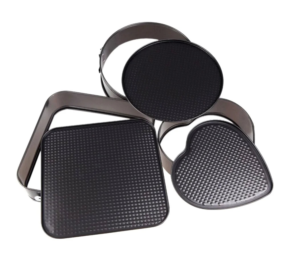 3-teiliges Springform-Set Schwarz Rund Herz Quadratisch aus Kohlenstoffstahl - WS-Trend.de