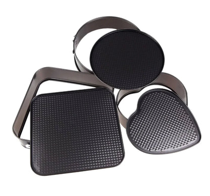 3-teiliges Springform-Set Schwarz Rund Herz Quadratisch aus Kohlenstoffstahl - WS-Trend.de