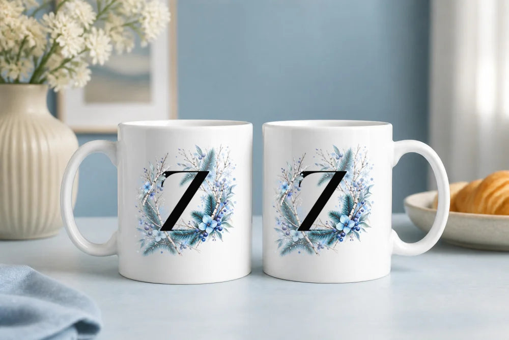 Winter Tasse A-Z Buchstaben 325 ml Keramik Geschenkidee personalisiert - WS-Trend.de