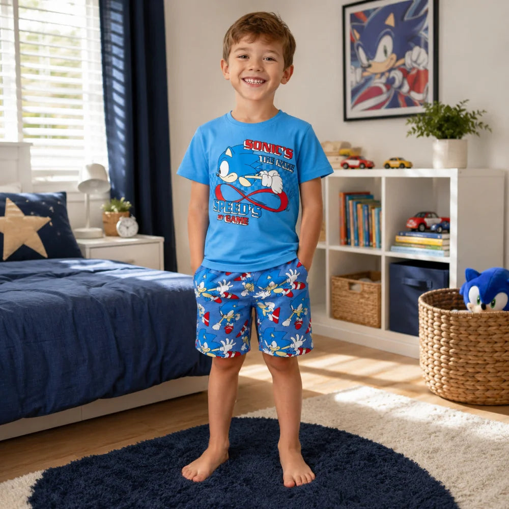 Sega Sonic The Hedgehog Jungen Kinder Pyjama Schlafanzug 98-128 Baumwolle - WS-Trend.de