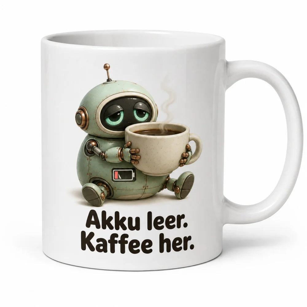 Kaffeeroboter Tasse - Geschenk mit Spruch - 330 ml beidseitig bedruckt - WS-Trend.de