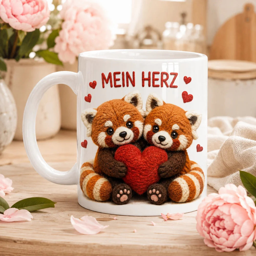 Liebestasse Tiermotiv - Kaffeetasse Geschenk fuer Partner 330 ml weiss - WS-Trend.de