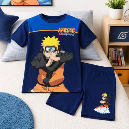 Anime Naruto Shippuden Sommerset Shorts plus T-Shirt Gr. 104 bis 140 Baumwolle - WS-Trend.de