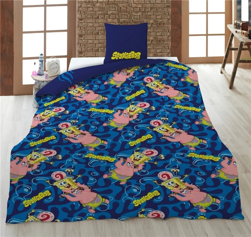 SpongeBob und Patrick Bettwäsche 2-teilig 135-140x200 + 65x65 cm - WS-Trend.de