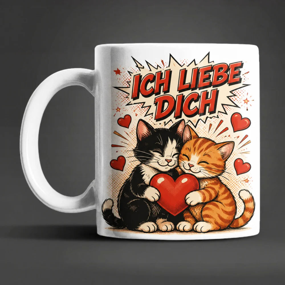 Liebestasse Tiermotiv - Kaffeetasse Geschenk fuer Partner 330 ml weiss - WS-Trend.de