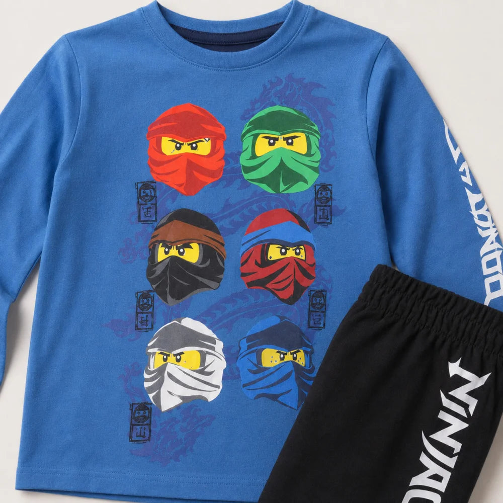 LEGO® Ninjago Jungen Kinder Pyjama Schlafanzug 98 -104 Kai Jay Zane Lloyd - WS-Trend.de