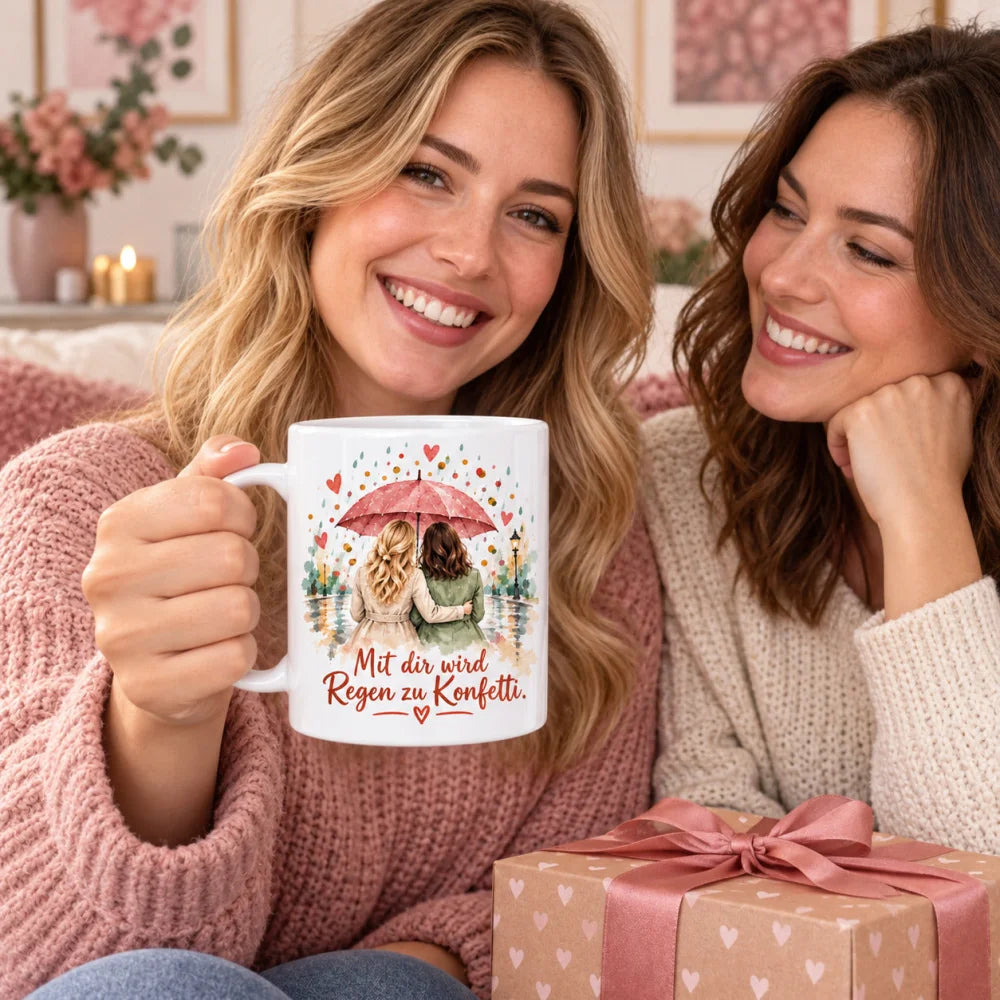 Beste Freundin Tasse mit Spruch – Aquarell Geschenk aus Keramik 330 ml - WS-Trend.de