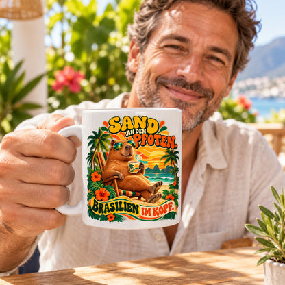 Brasilien Tasse Keramik 330 ml Spruch Geschenk Kaffee Urlaub Tiermotiv