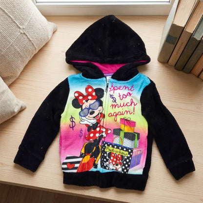Disney Minnie Maus Kinder Coral-Fleece Kapuzenjacke Schwarz Gr. 98–128 - WS-Trend.de