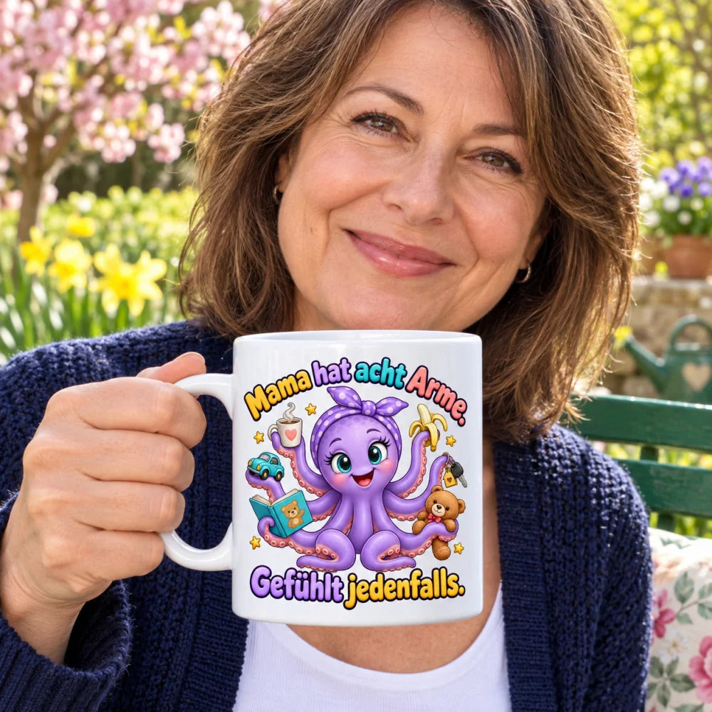 WS-Trend Oktopusmama Tasse Keramik 330 ml Geschenk für Mama mit Spruch - WS-Trend.de
