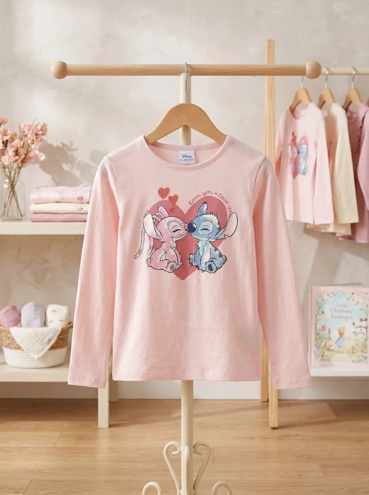 Disney Lilo und Stitch Kinder Mädchen Langarmshirt Shirt Gr. 98-128 - Baumwolle - WS-Trend.de