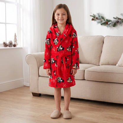 Disney Mickey & Minnie Maus Kinder Coral-Fleece Bademantel Weihnachten Gr. 98–128 - WS-Trend.de